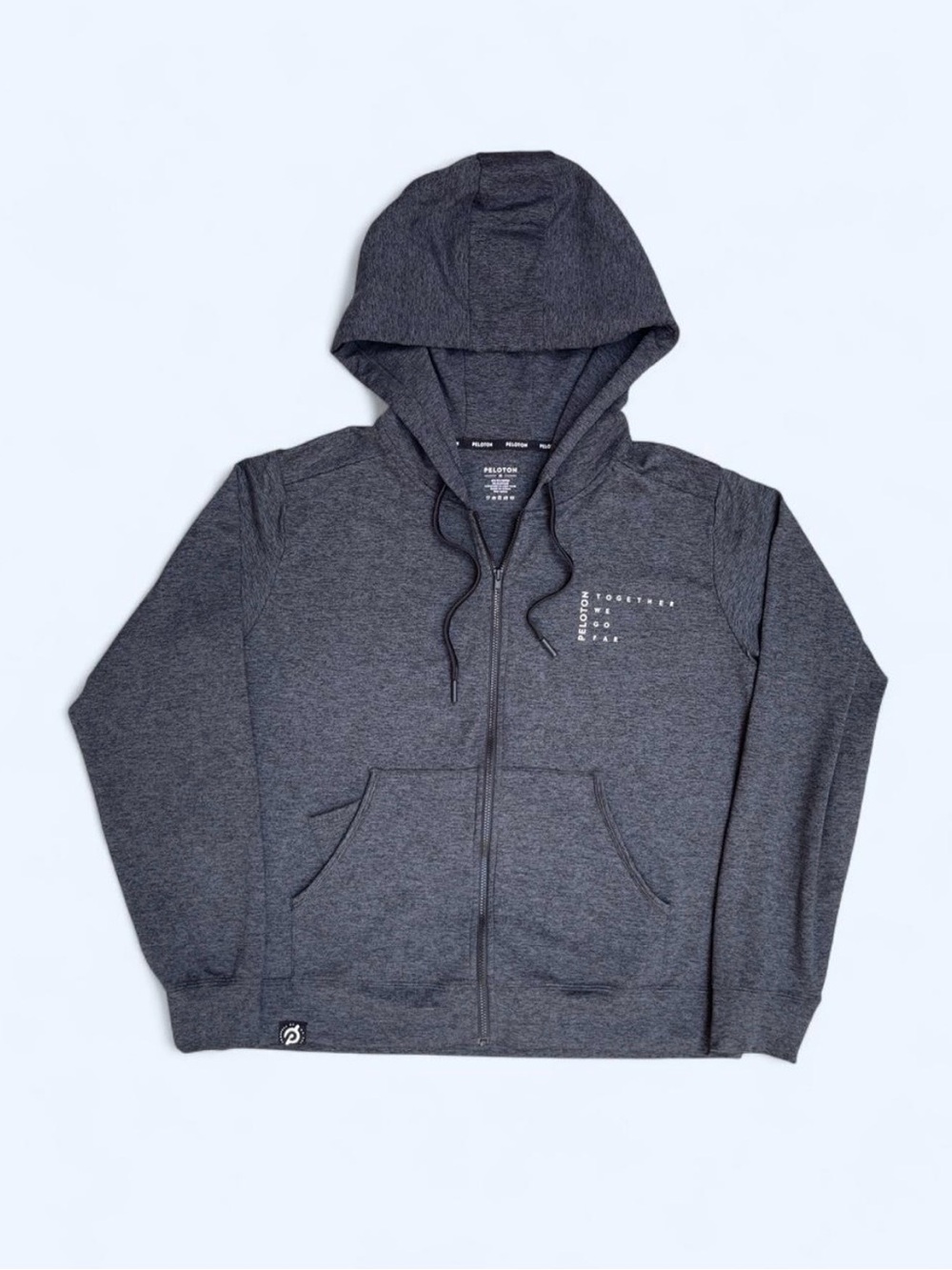 Peloton gray zip up hoodie spinning training gym fall loungewear activewear M